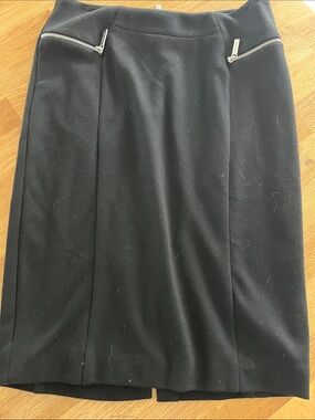 Michael Kors Black Pencil Skirt with Silver Zip Accents